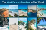 A collage of ten images of famous beaches from around the world