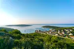 Aerial view of green Croatian island of Vis