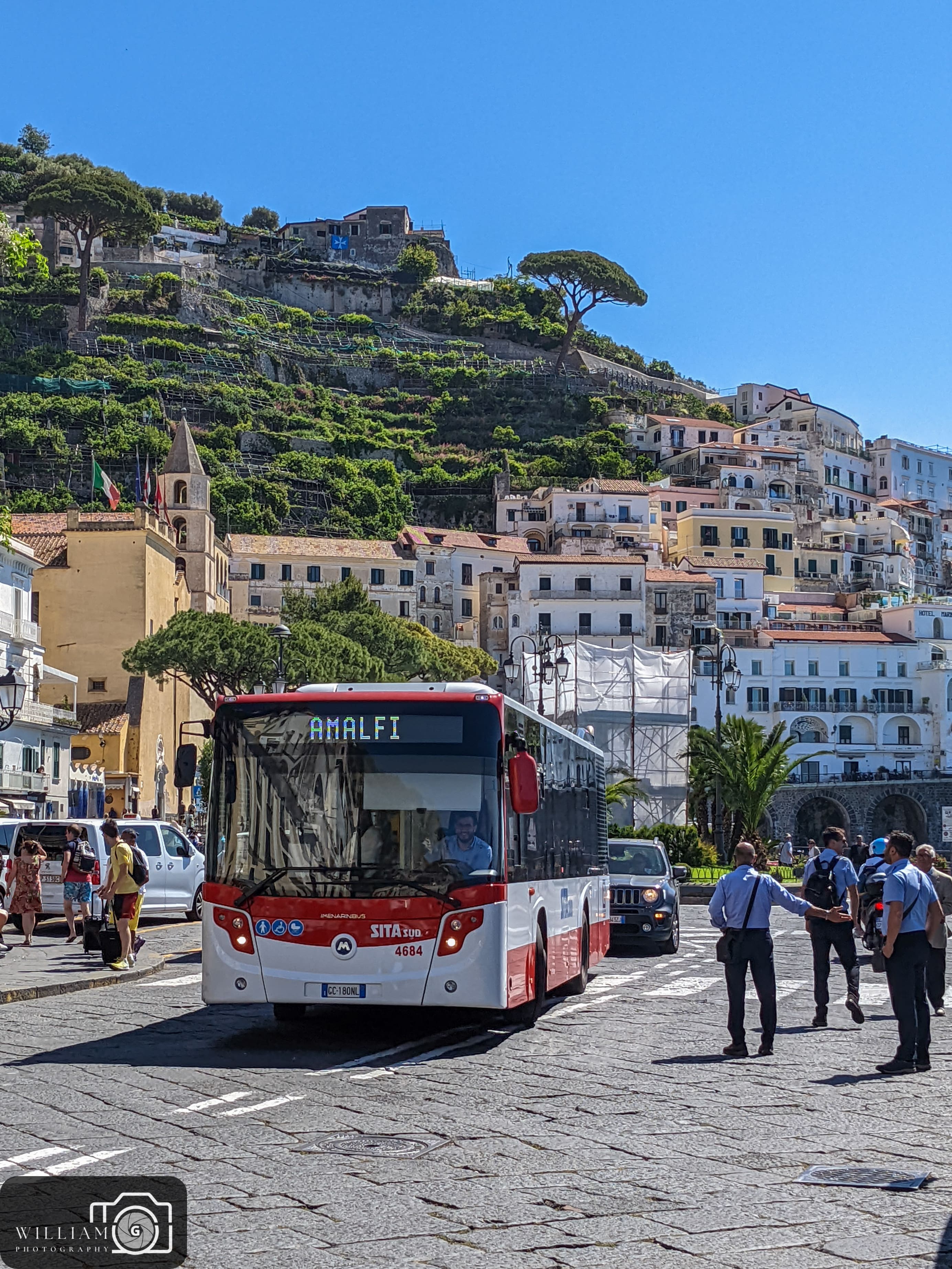 A bus in Amalfi, Italy.