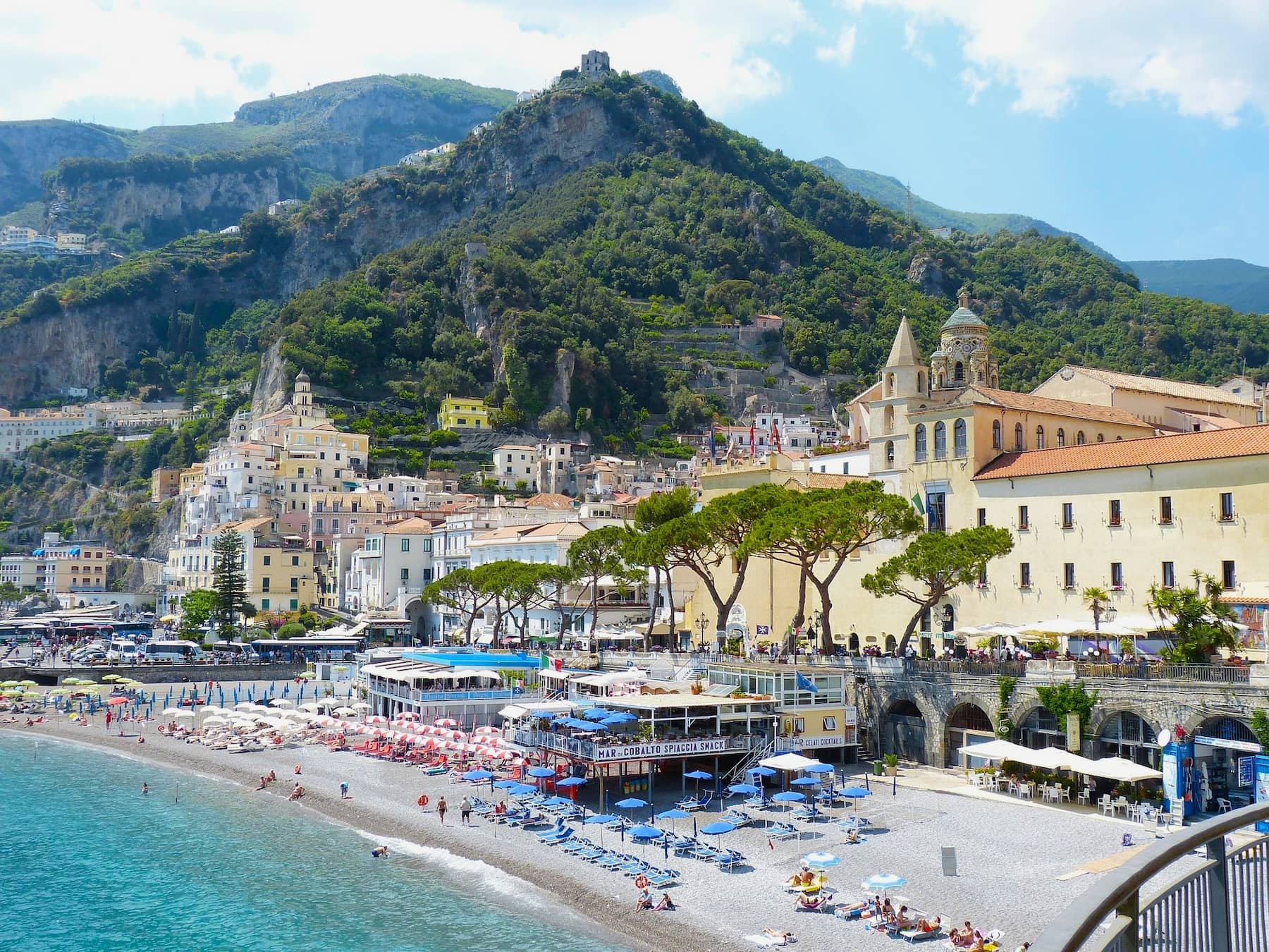View of the main beach in Amalfi