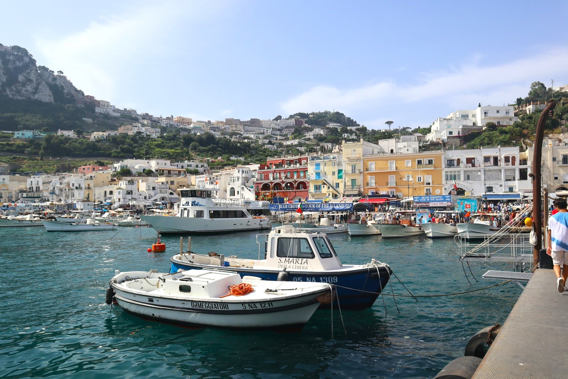 Capri's Marina Grande port, where all boat tours to the Blue Grotto depart from.