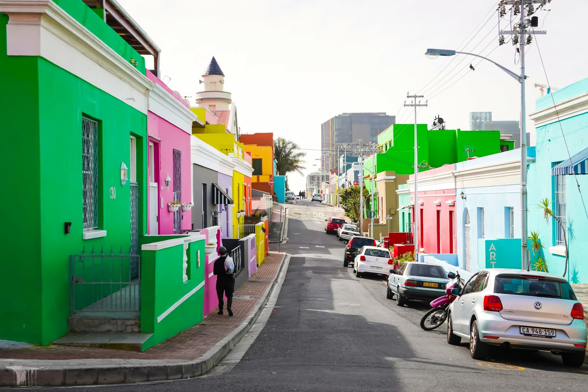 The suburb of Bo-Kaap, located in the city centre on the Cape Town map