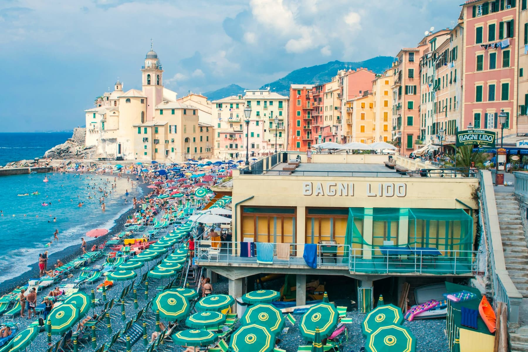 Camogli, one of the best towns italian riviera. Camogli town by the beach in Liguria, Italy