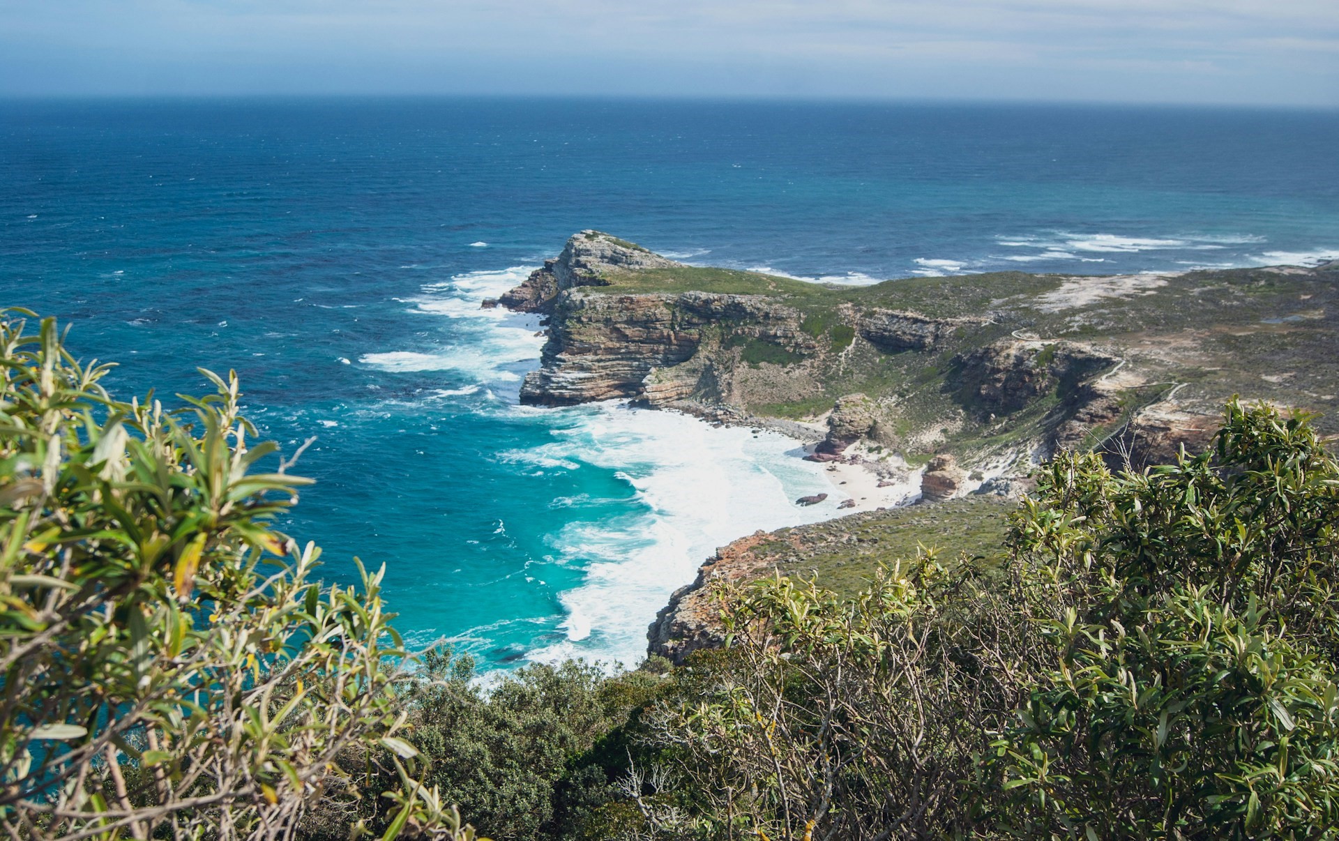 Wide view of the landscapes of the Cape Point Nature Reserve, Cape Town
