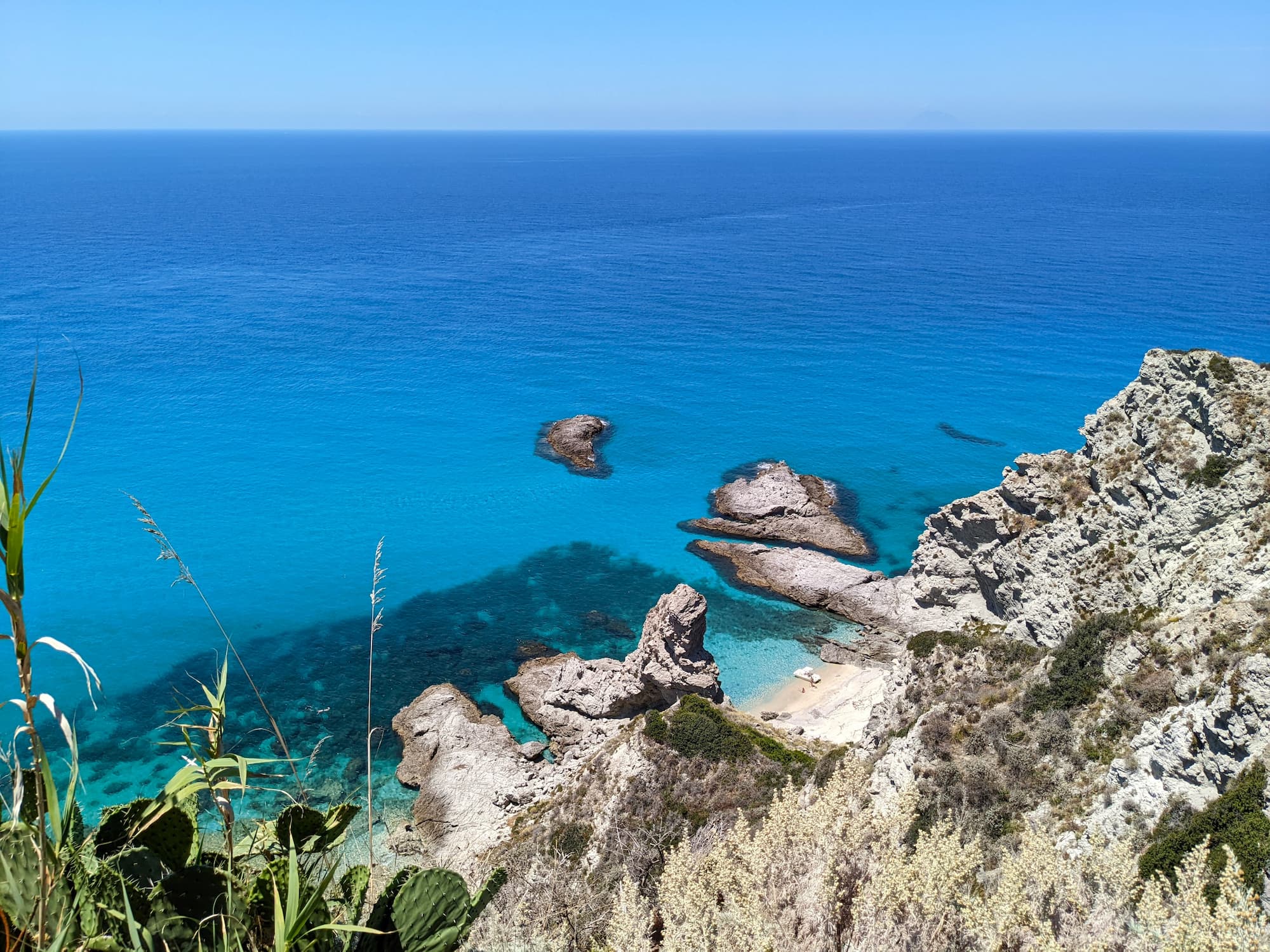 View of a beach from above in Capo Vaticano, Italy View of a beach from above in Capo Vaticano, Italy