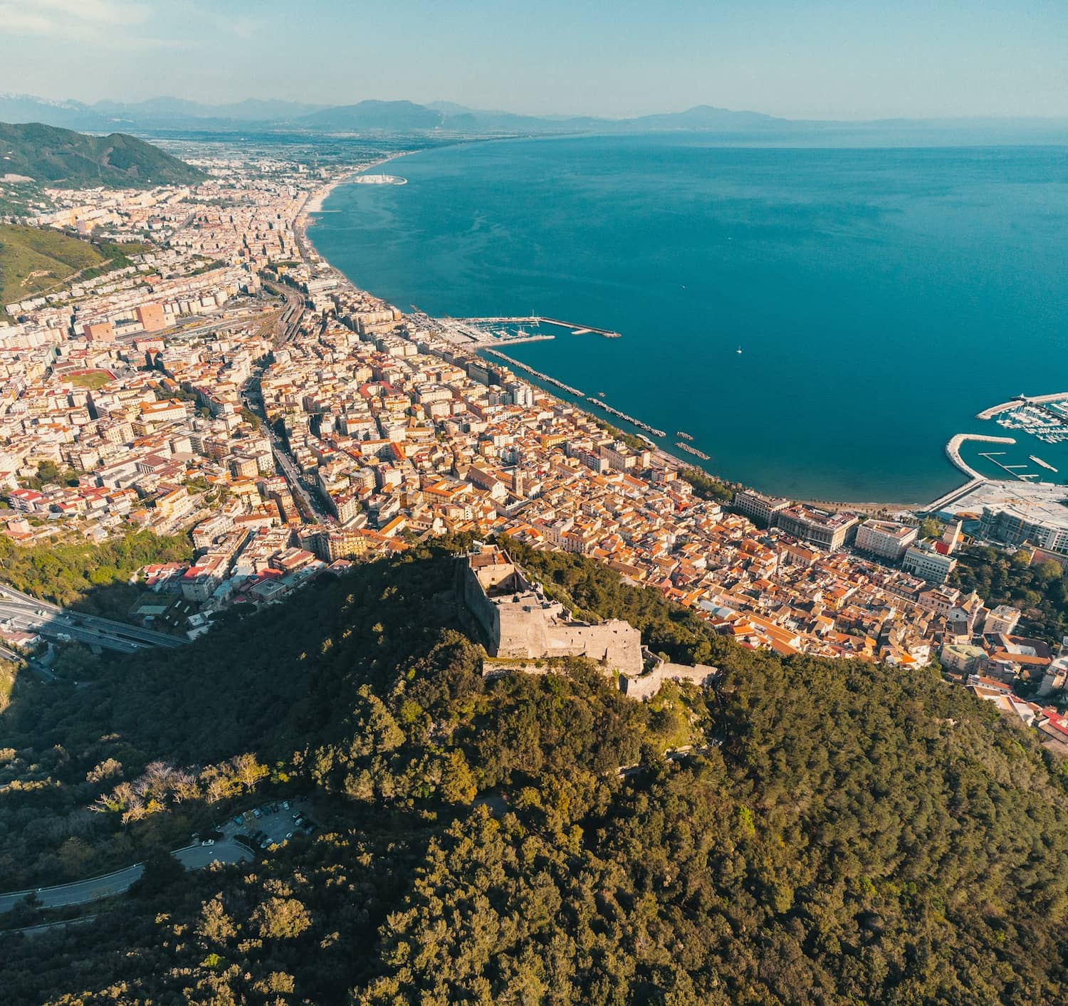 Aerial view of Salerno on the Amalfi Coast