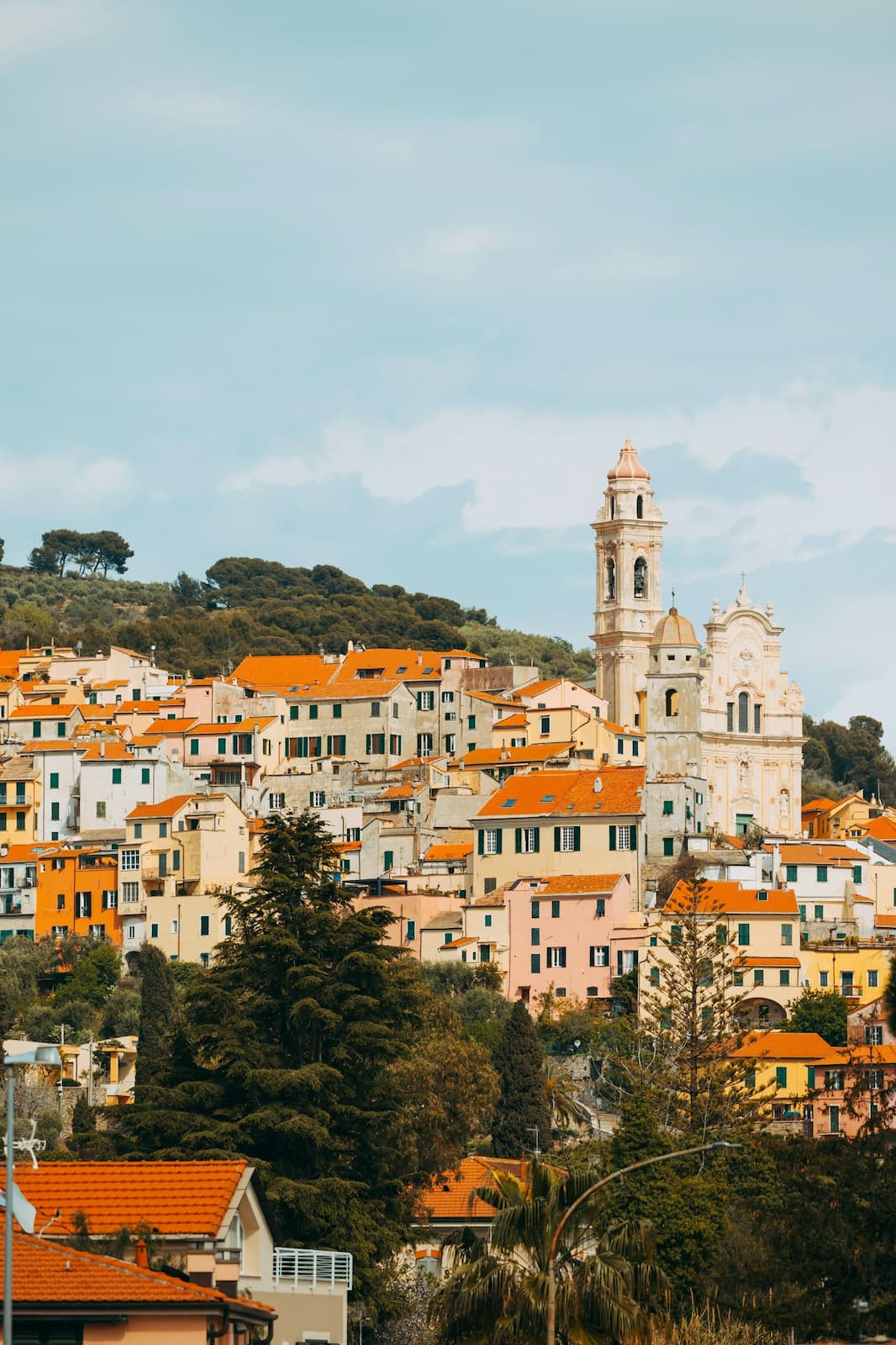 Cervo, Italian Riviera View of the old hilltop town of Cervo, Italian Riviera