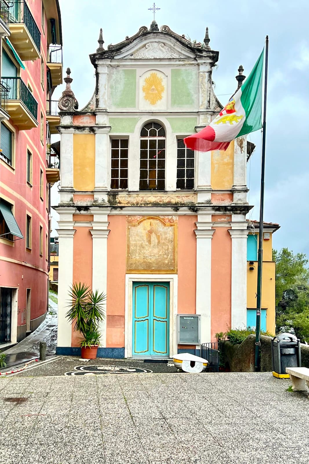 Santa Margherita Ligure is one of the best Italian Riviera towns Colorful church in Santa Margherita Ligure, an Italian Riviera town