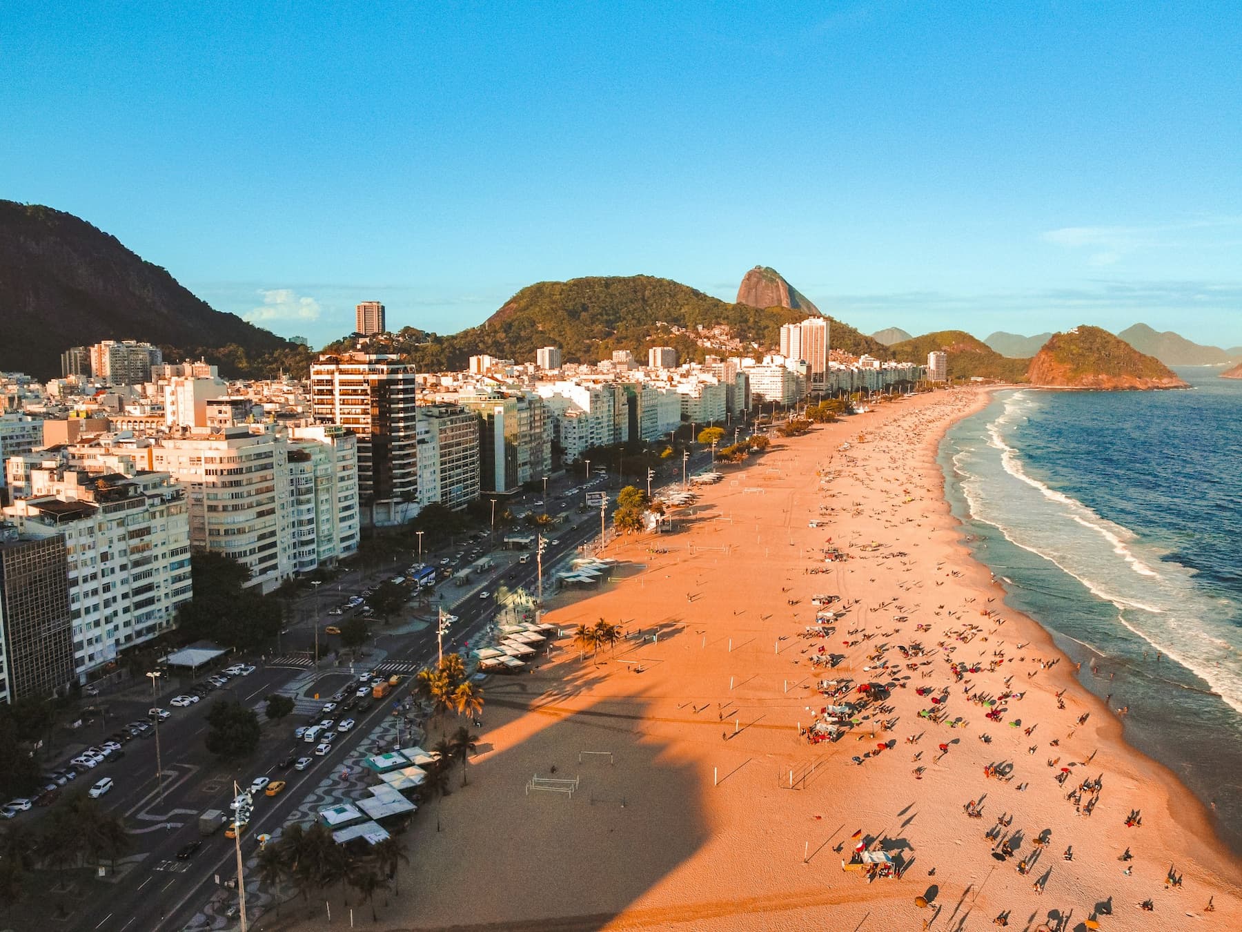 Aerial view of Copacabana Beach, Rio, possibly the most famous beach out there.