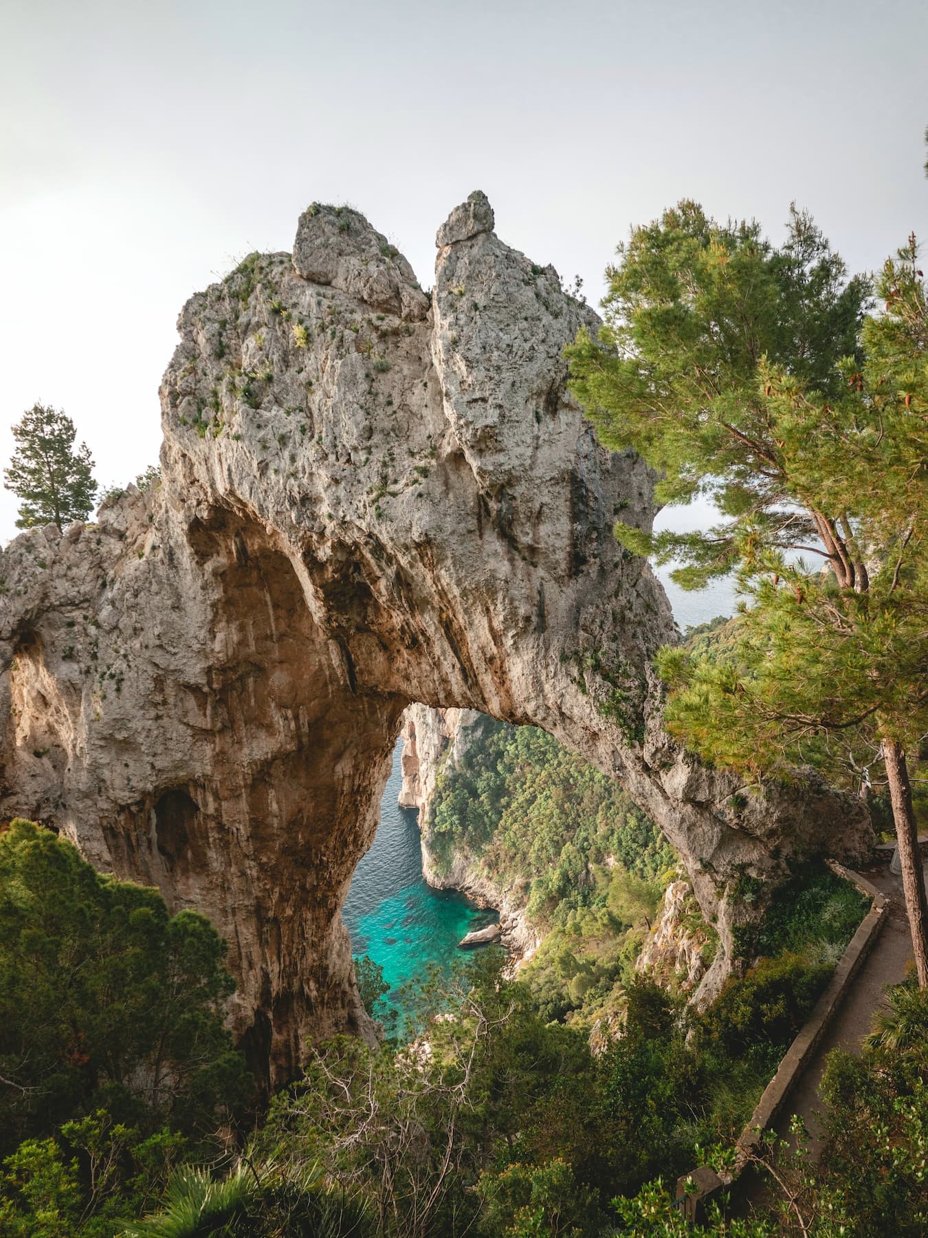 Looking through the natural arch on the west coast of the Capri map