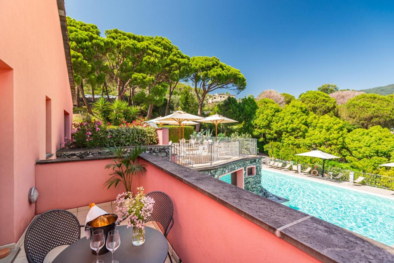 View of the pool from the balcony at the Park Hotel Argento in Levanto
