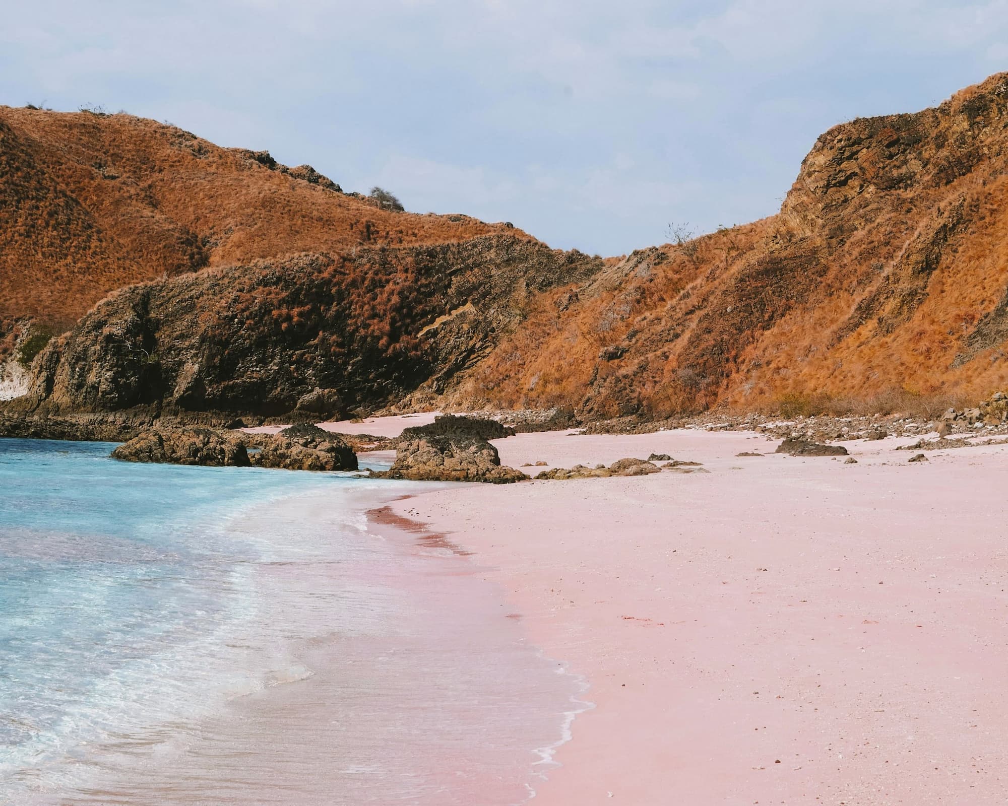 Pink Beach on Komodo Island, one of the best beaches with clear water