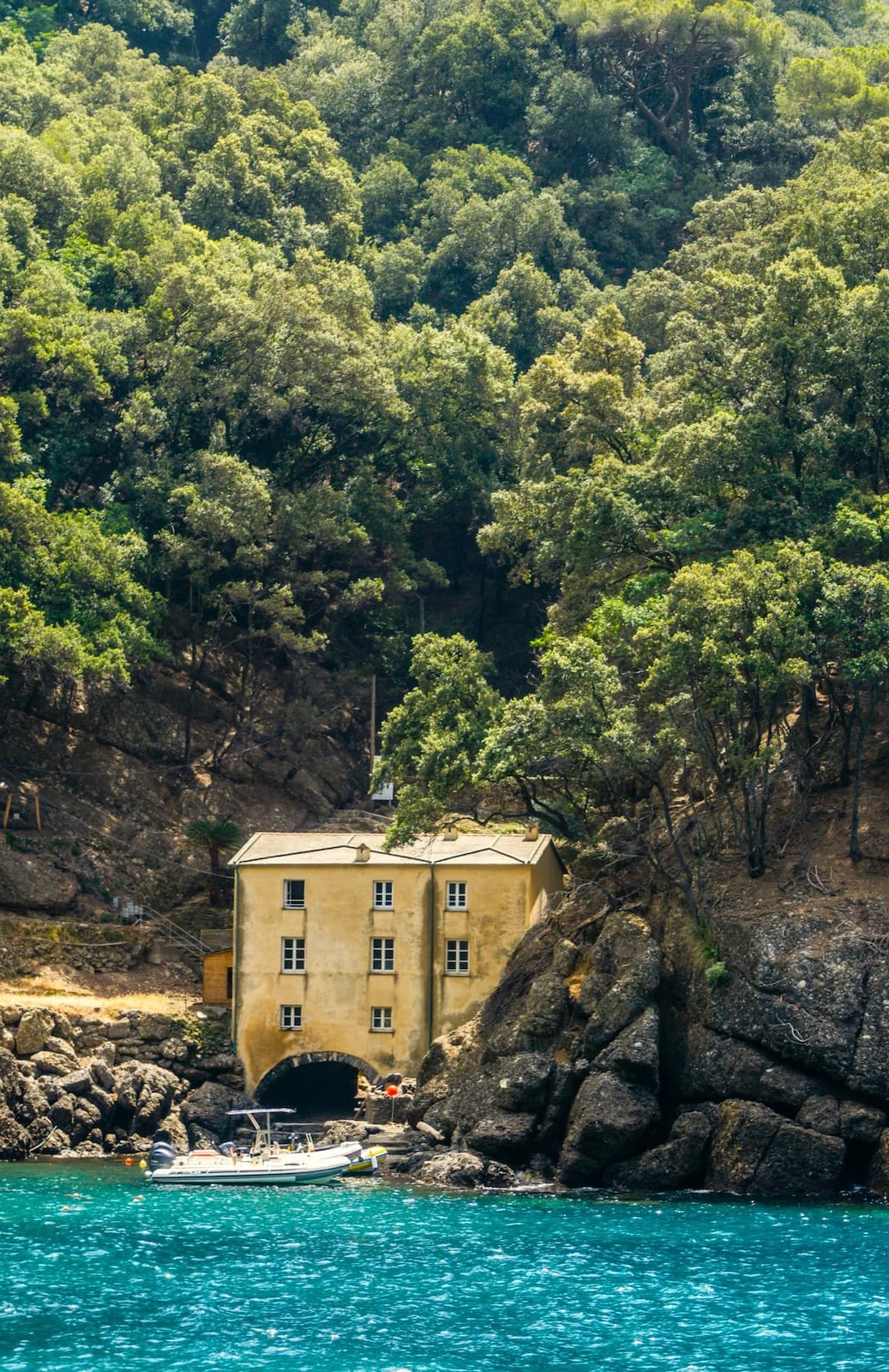 The Abbey of San Fruttuoso makes for a great day trip from Santa Margherita Ligure along the Italian Riviera Villa by the sea in San Fruttuoso, Italy
