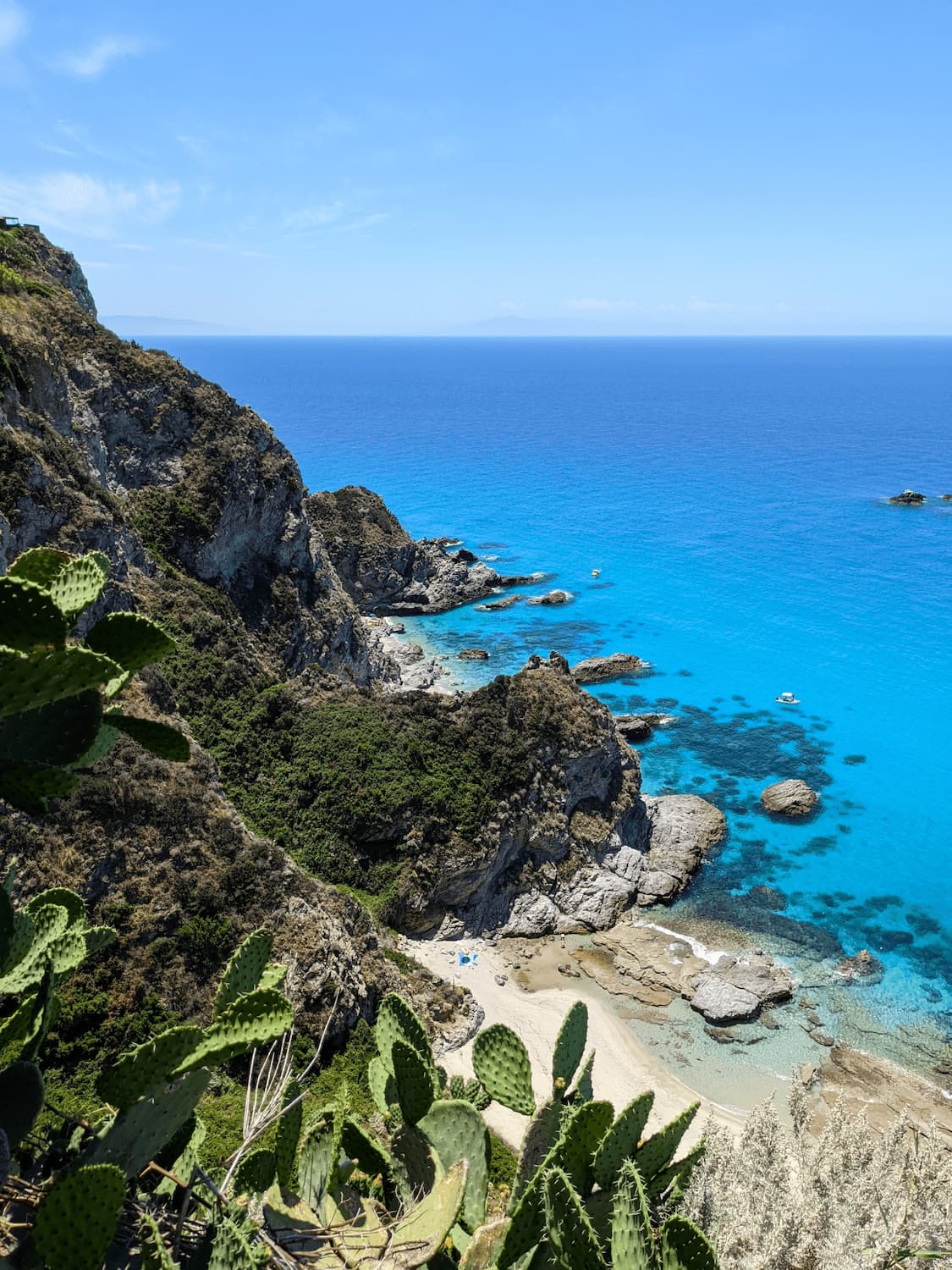 View of a beautiful beach from above in Capo Vaticano, Italy