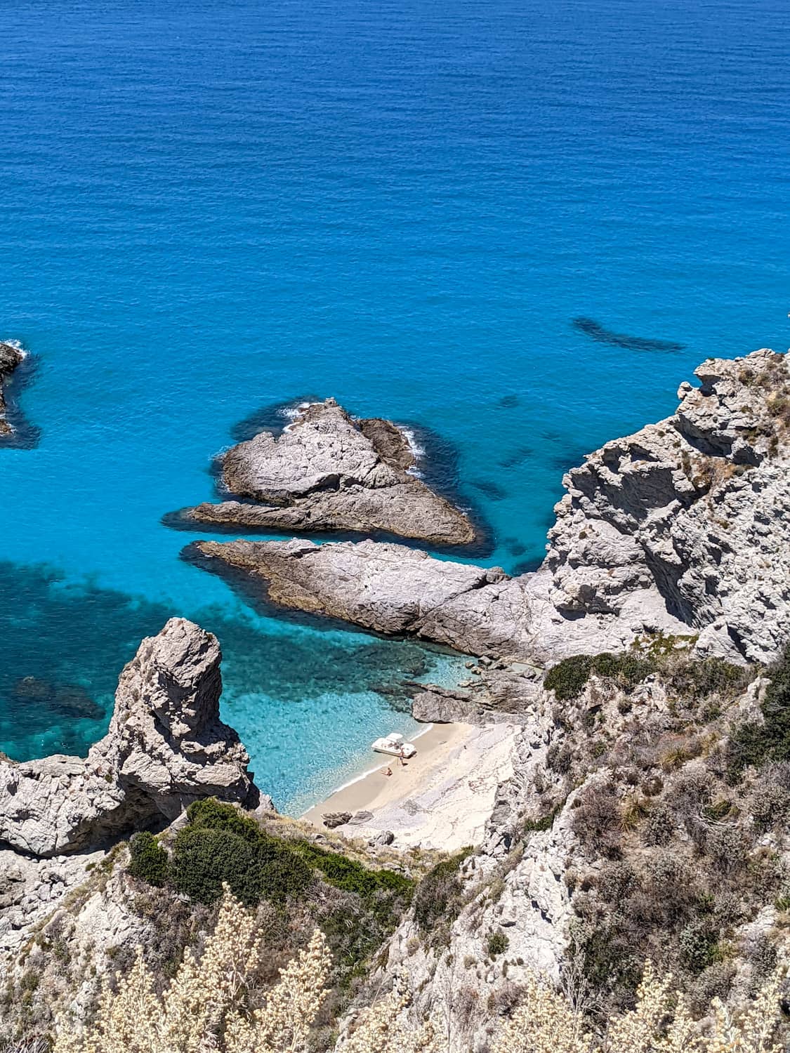 View of a beautiful beach in Capo Vaticano from above