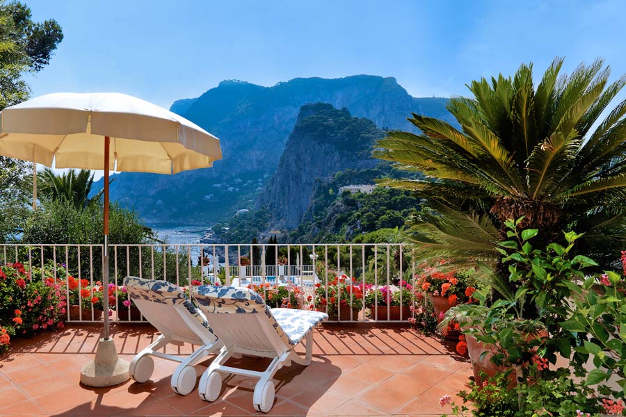 An exquisite view from one of the terraces at Villa Brunella on the Isle of Capri