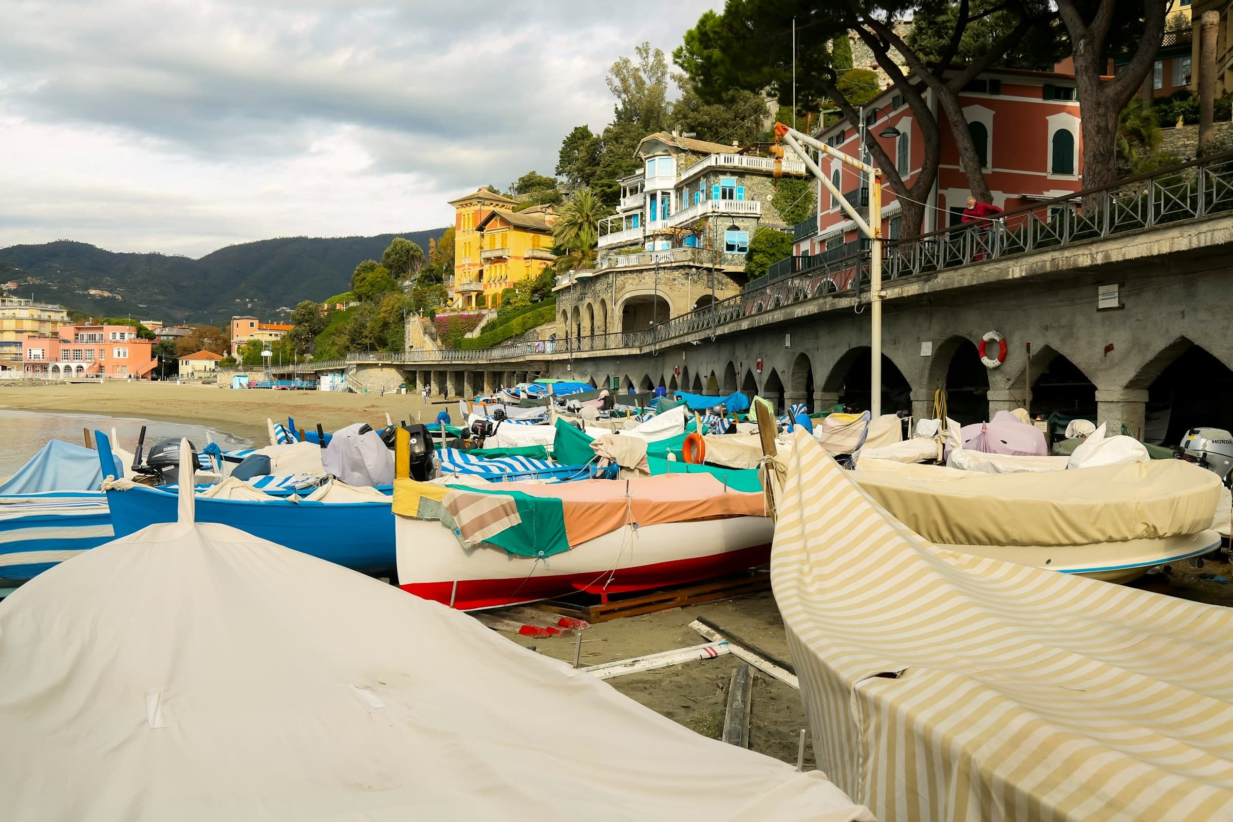The beach in Levanto on a cloudy day